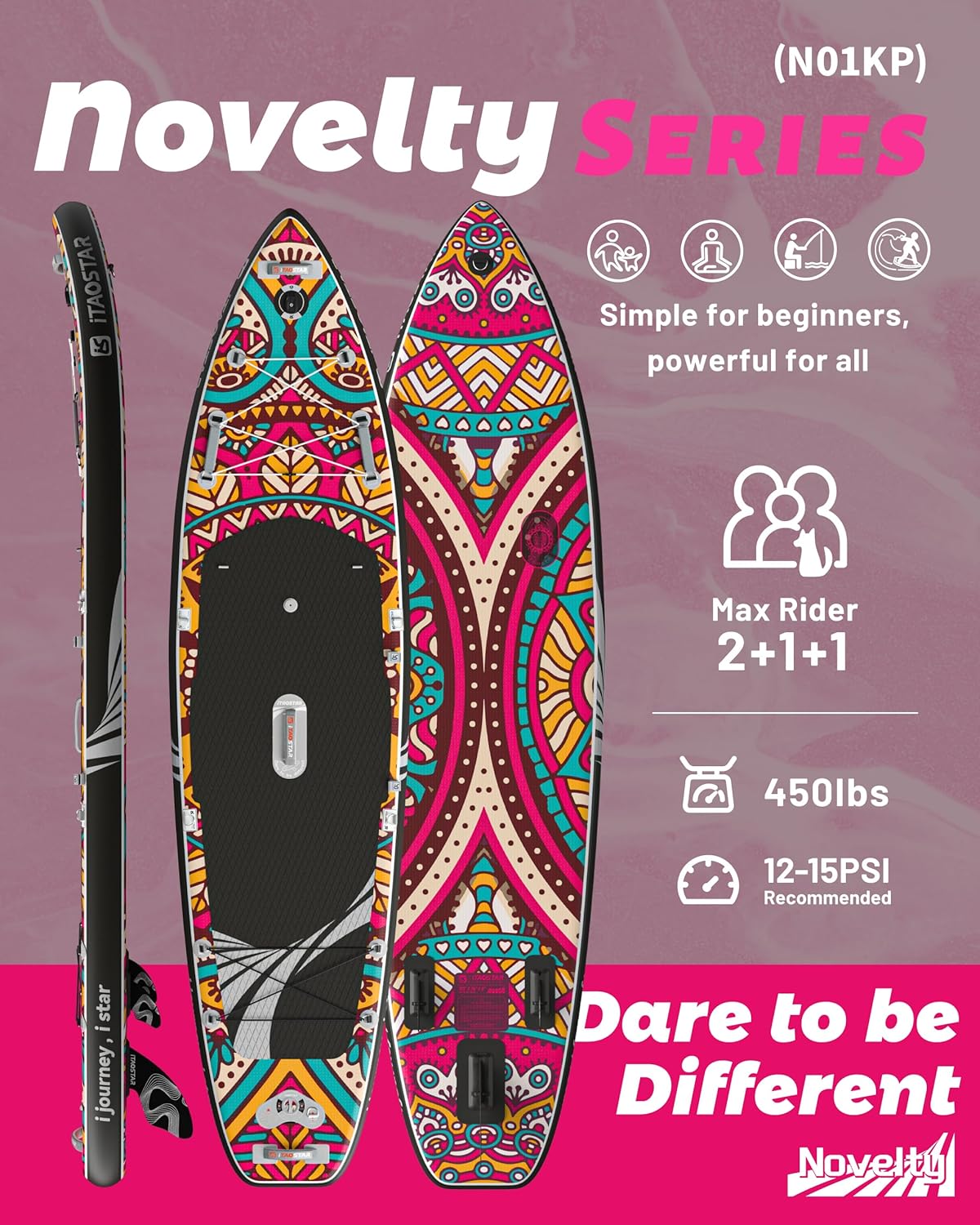 iTAOSTAR Novelty 11'6" x 35" Inflatable Stand Up Paddle Board with Seat- Stable SUP Board for Adults - Portable Paddleboard for Yoga, Surfing, Fishing - Includes Full Accessories Kit - Image 2
