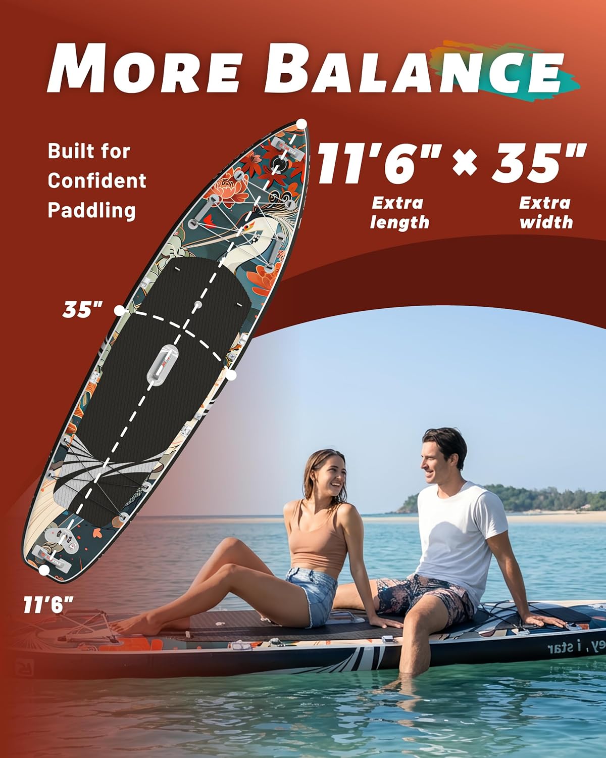 iTAOSTAR Novelty 11'6" x 35" Inflatable Stand Up Paddle Board with Seat- Stable SUP Board for Adults - Portable Paddleboard for Yoga, Surfing, Fishing - Includes Full Accessories Kit - Image 3