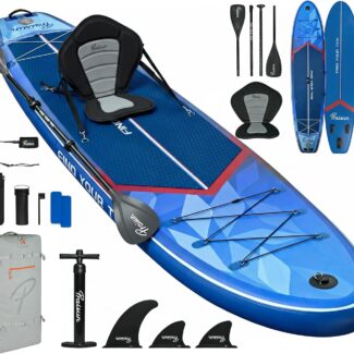 PRAISUN 12’ x 35” Inflatable Paddle Board, 450lbs Extra Wide Stand Up Paddleboard for Youth/Adults of All Skill Levels, Stable SUP with Seat & Full Kit, for Fishing, Yoga, Lake & Ocean
